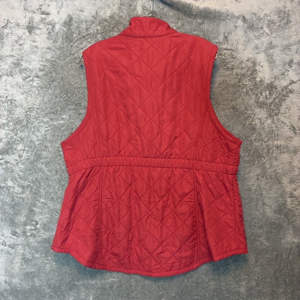 Bit & Bridle Women Red Quilted Full Zip Fleece Lined Vest XL Country Club Casual - Picture 3 of 9